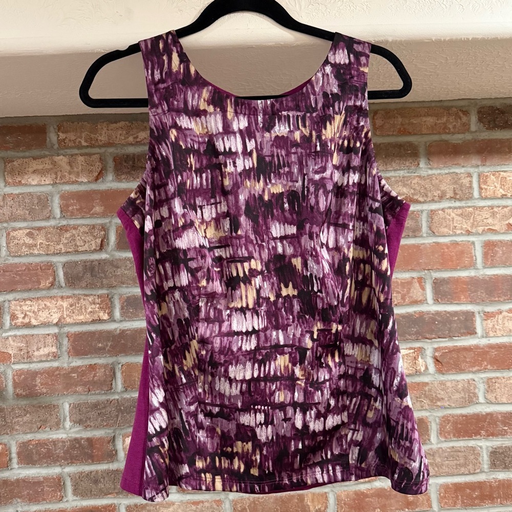 Ann Taylor Abstract Print Sleeveless Shell Top - Picture 3 of 4